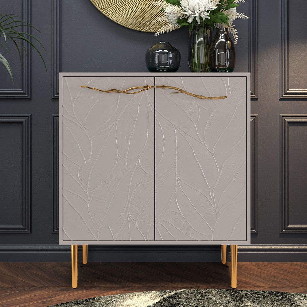 Комод Арт Колор leaves Стайл Голд с 2 полками Серый агат