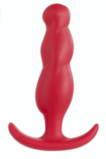 Красная анальная пробка с волнообразным рельефом - 13 см. (Цвет: красный)