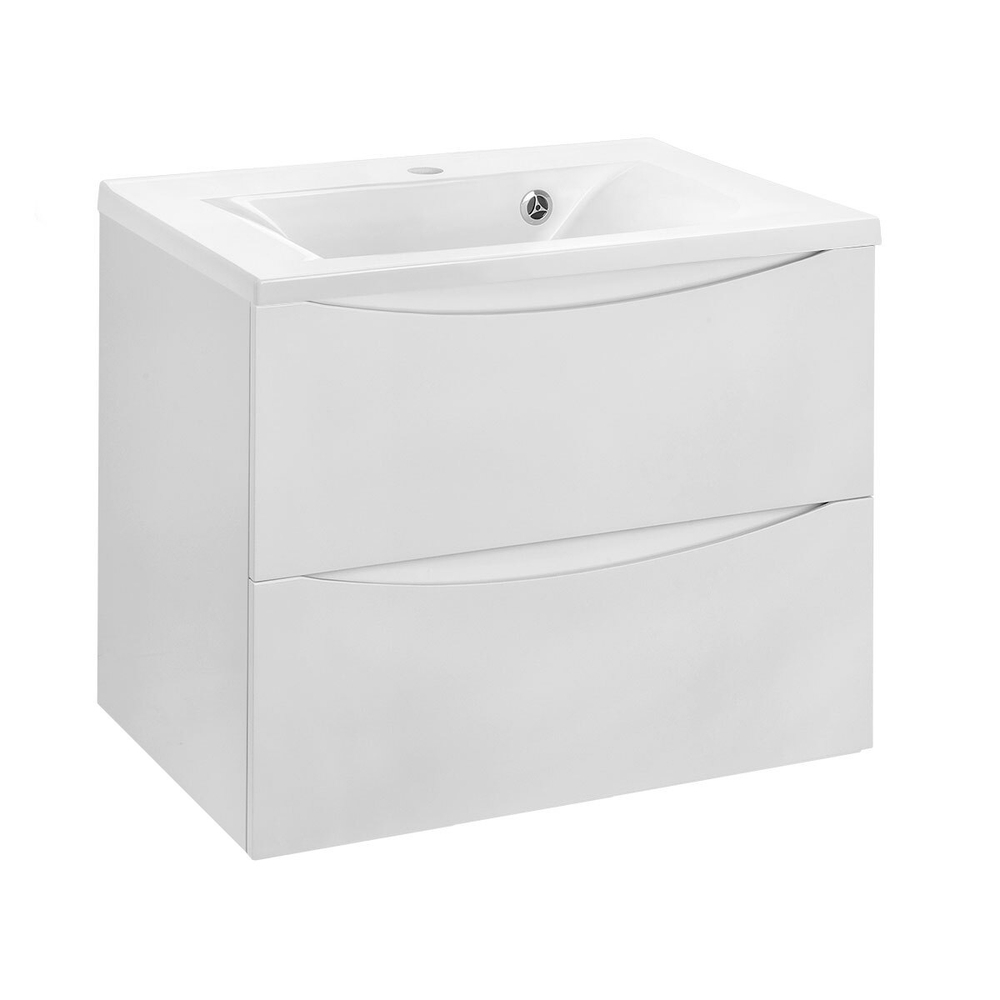 Тумба под раковину Vincea Mia 650 подвесная, 2 выкатных ящика soft close, G.White