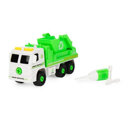 Машинка-конструктор 20 см "Мусоровоз" (ключ с 3 насадк. в комплекте ,в пакет )