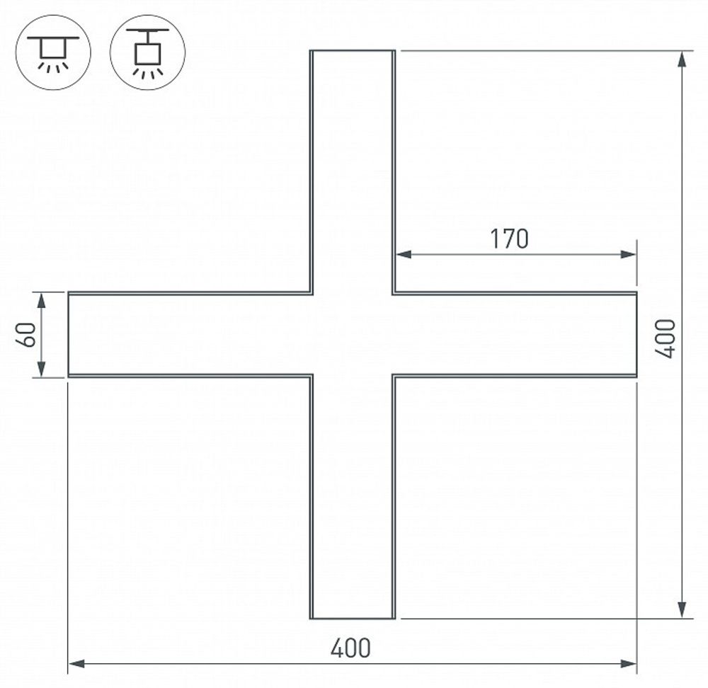 Соединитель угловой X-образный накладной Arlight S-LUX 030143
