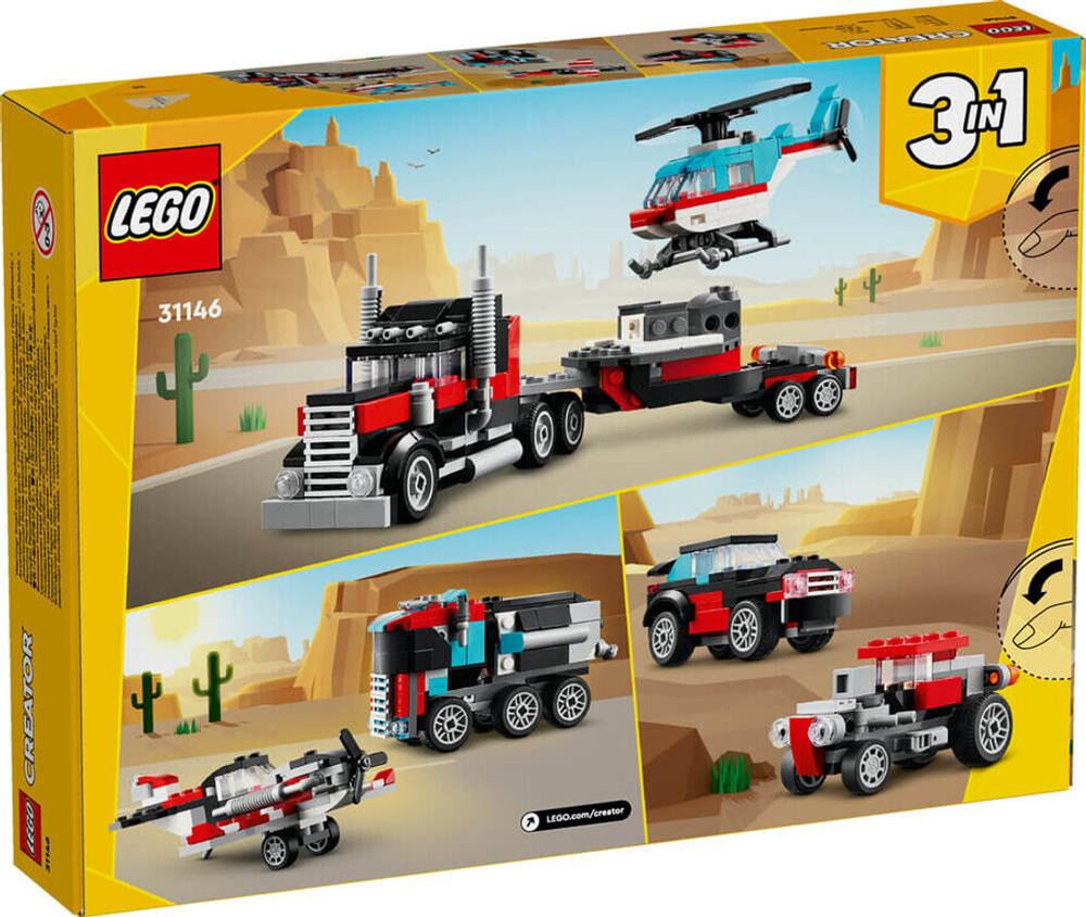 Конструктор LEGO Creator 3in1 31146 Грузовик-платформа с вертолетом, 3в1