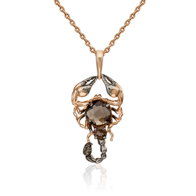 Подвеска «Скорпион» из красного золота c кварцем дымчатым Артикул: 03-3049-00-202-1110-46