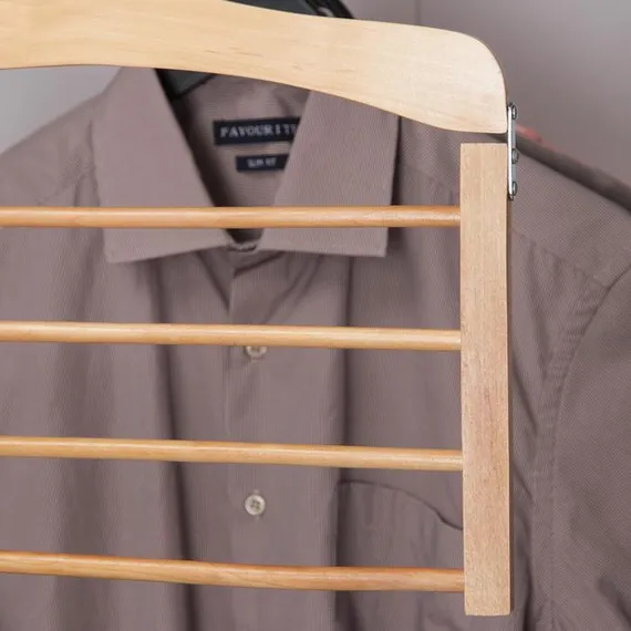 Вешалка для юбок и брюк многоуровневая SAVANNA, 4 перекладины, сорт А, 38,5×1,2×35,5 см, светлое дерево, лотос