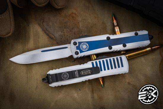 Microtech UTX-85 S/E - нож автомат., алюм. рук-ть "Clone Trooper", белый клинок
