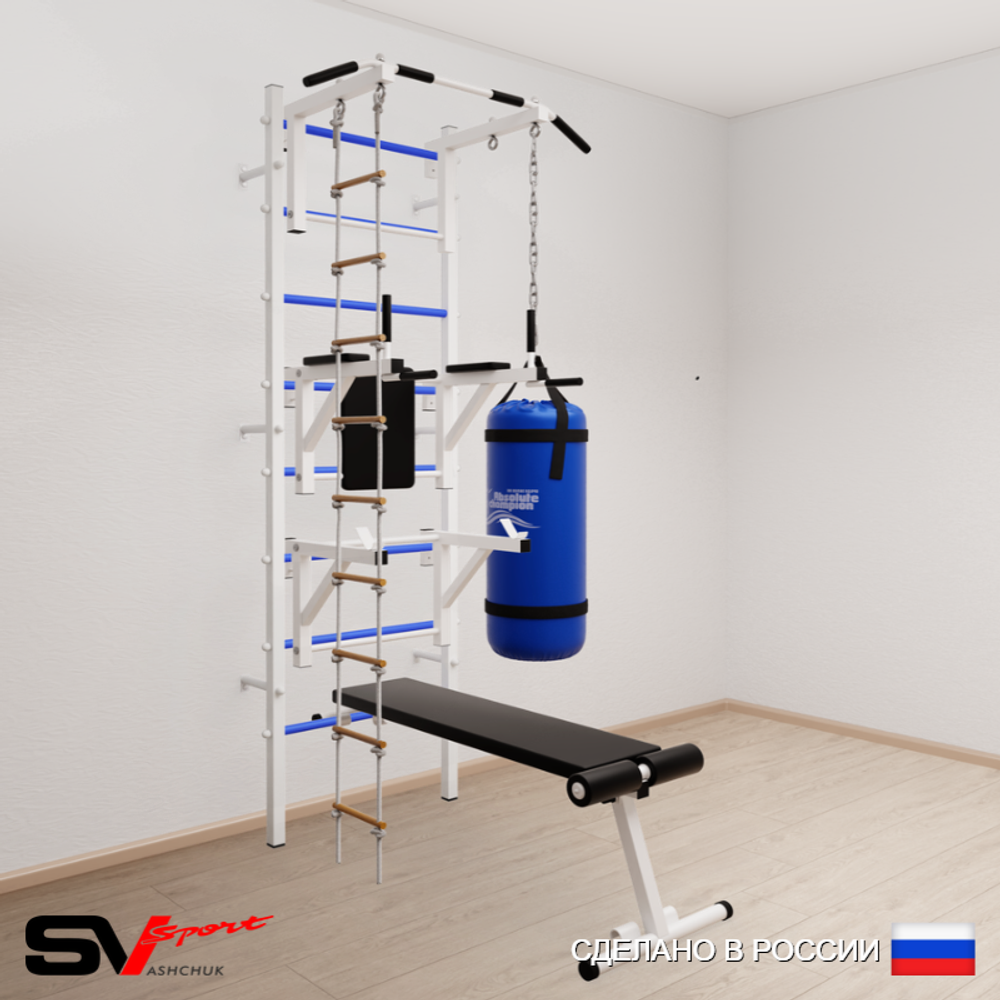 Шведская стенка Sv Sport 5921 (Турник стандарт/Брусья/Стойка/Скамья/Лестница/Цепь/Мешок 15кг)