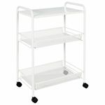 Этажерка офисно-бытовая "Ладья-33КС", 650х450х300 мм, 2 яруса + столик, металл, белая, Э 356 Б