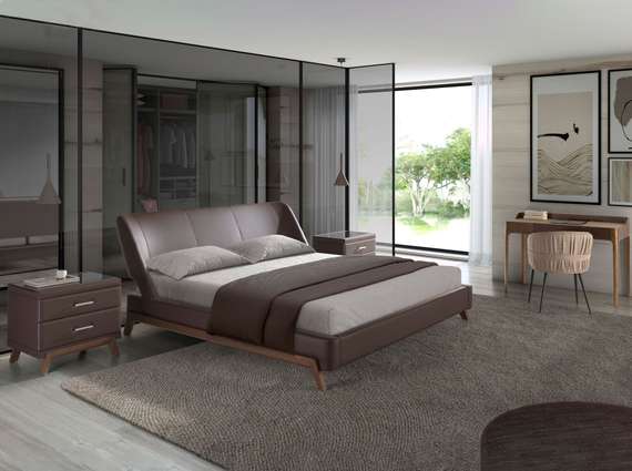 Письменный стол Angel Cerda 7147, орех с верхом из экокожи