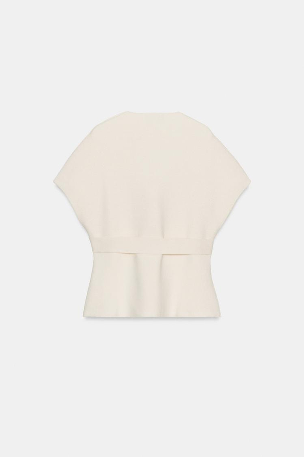 ZARA ТРИКОТАЖНЫЙ ЖИЛЕТ С ПОЯСОМ, ЭКРЮ