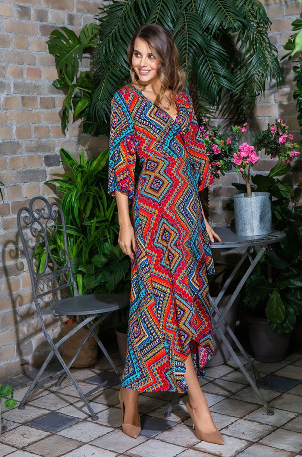 Платье Jana из принтованной вискозы (Размер: S) (Цвет: голубой)