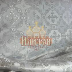 Парча "Гуслица" белая с серебром