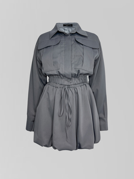 Костюм DZHADAGAEVS 0802 из укороченной рубашки и юбки-баллон