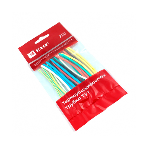 EKF Набор термоусадочная трубка ТУТ 2/1 7 цветов по 3шт. 100мм