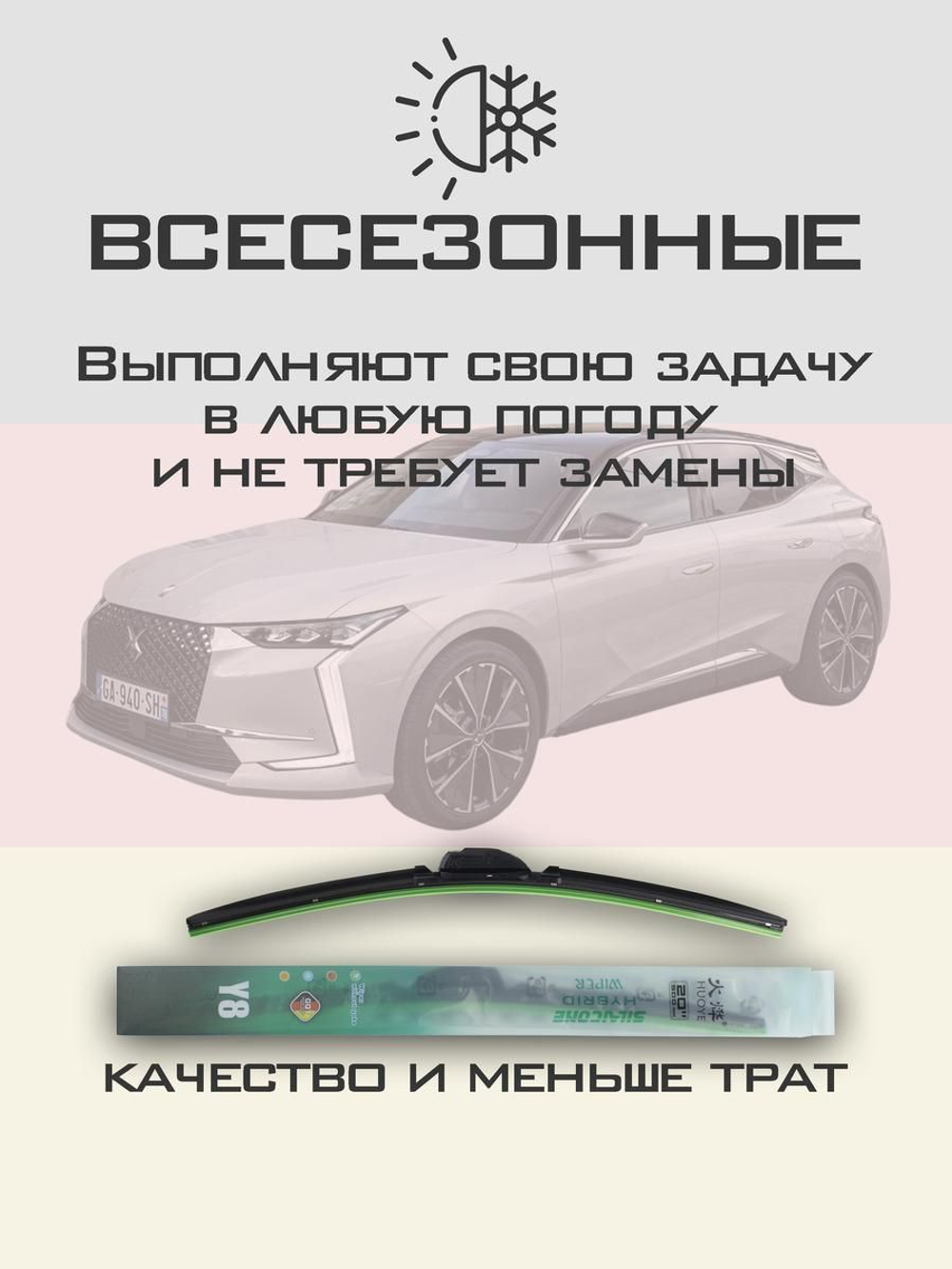 Щетки стеклоочистителя HUOYE Y8 600/400 мм на DS 4 | Push button