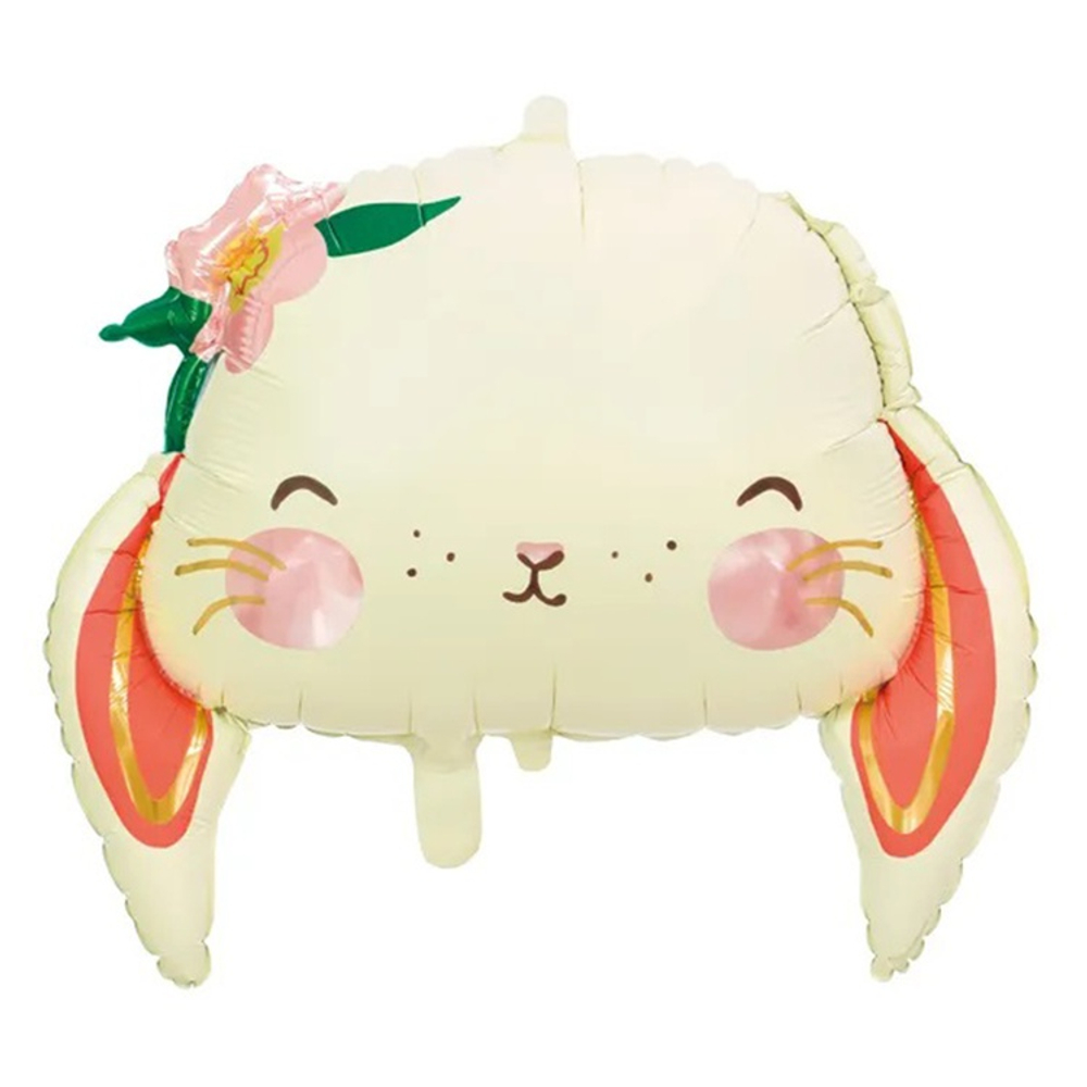 Шар Фольгированный Зайка с цветком голова (Ассорти)