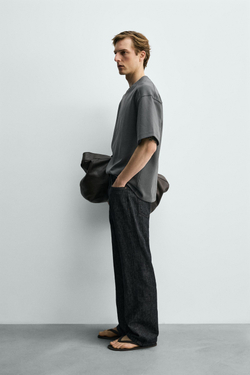 ZARA ТОЛСТОВКА RELAXED FIT ИЗ ИНТЕРЛОКА, СЕРО-СИНИЙ