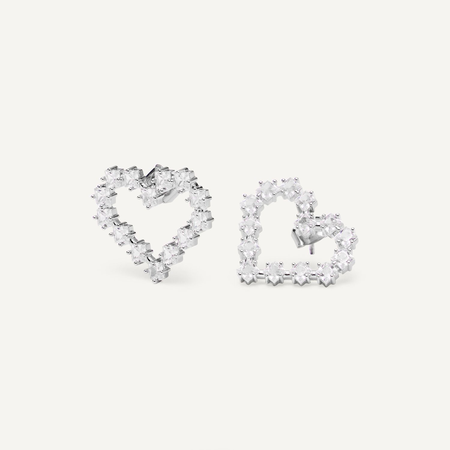 Серьги Casual Hearts Earrings - Silver