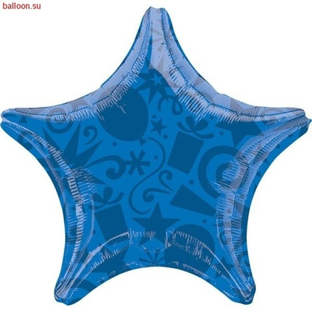 А 22 Звезда Шары и Подарки Синяя / Festive Blue Star S30 / 1 шт А34