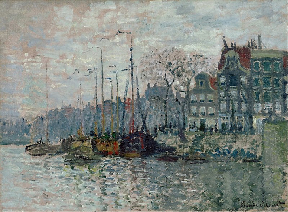 Вид на канал в Амстердаме, Моне, Клод, картина (репродукция), Настене.рф