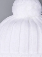 Шапка детская осенняя вязаная с помпоном