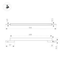 Светильник MAG-MICROCOSM-FLAT-L600-16W Day4000 (BK, 100 deg, 24V) (Arlight, IP20 Металл, 3 года) 043274