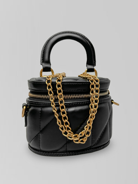 Сумка 526 однотонная с золотой фурнитурой в виде цилиндра