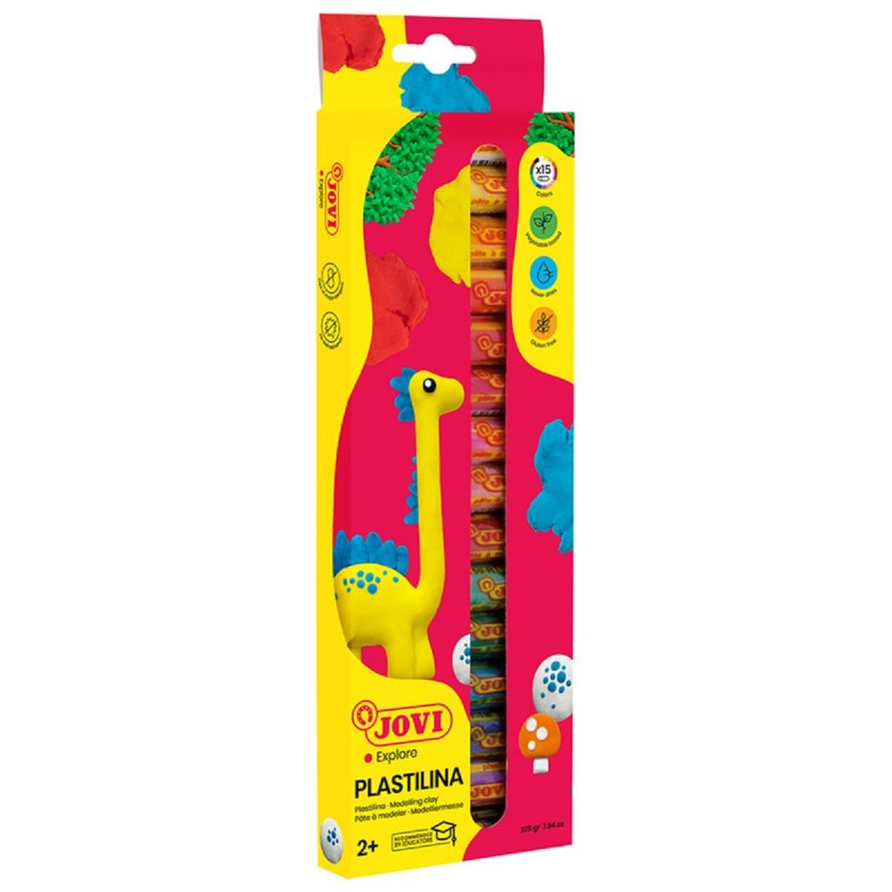 Пластилин 15 цветов Jovi, 225г, растительный, карт. коробка