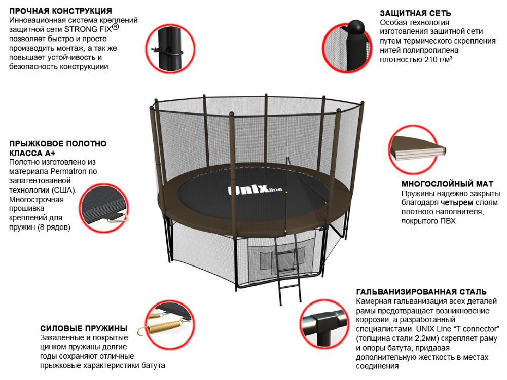 Батут UNIX line Black&Brown 8 ft (outside)