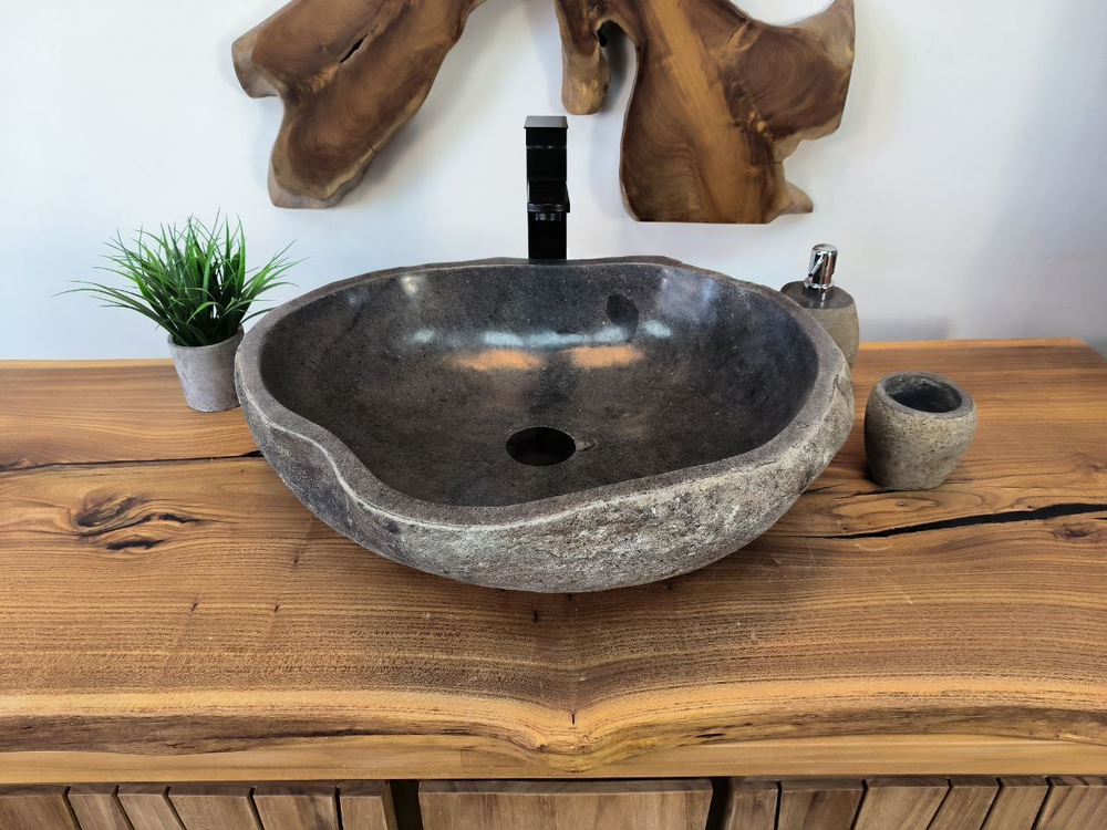 Раковина из речного камня RS-65798 53х45х15 из натурального камня
