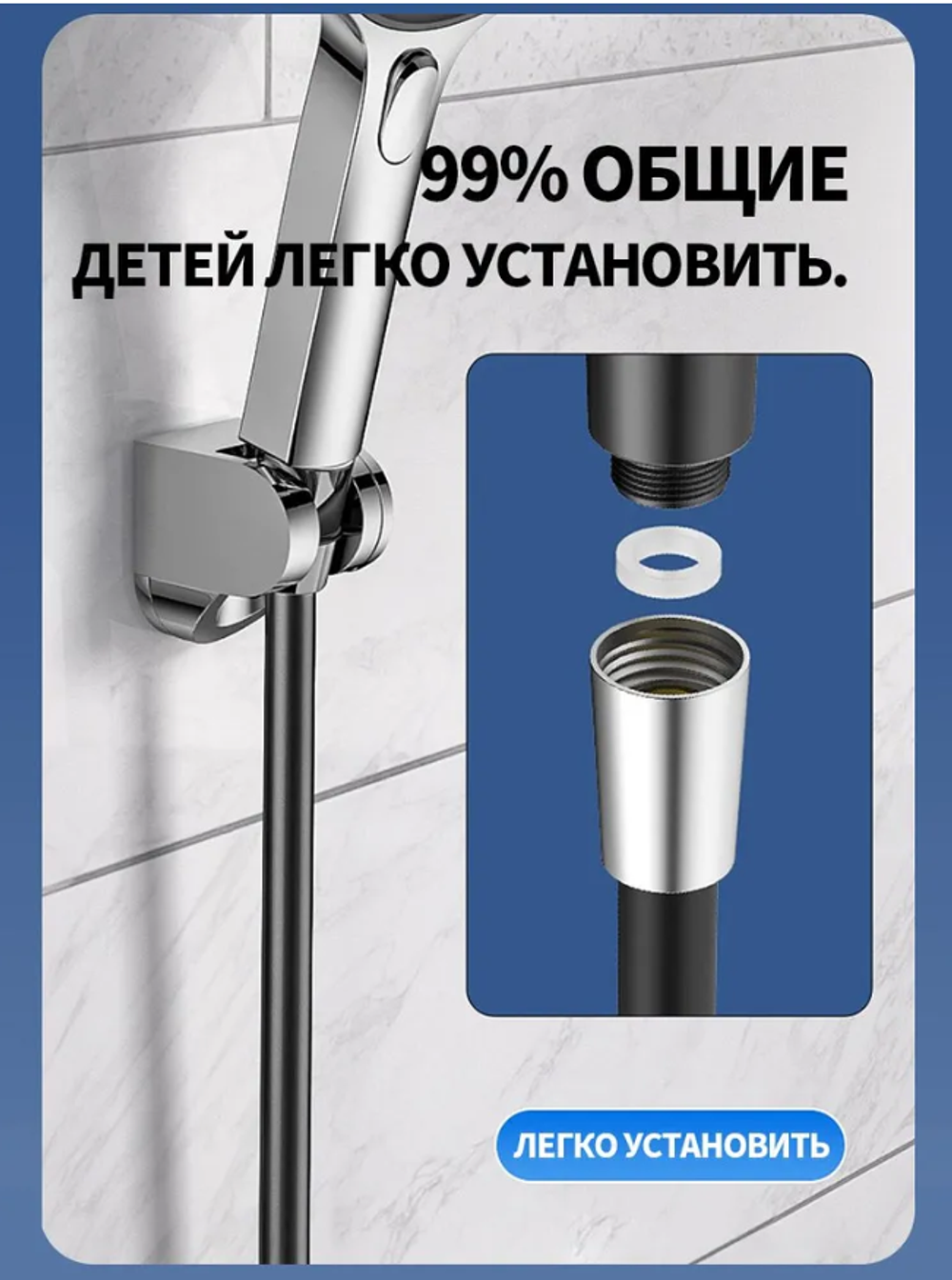Усиленный силиконовый душевой шланг 1.5 м оранжевый