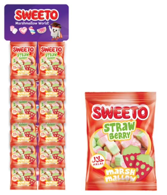Маршмеллоу SWEETO Клубника лента 30г*12шт (6бл)