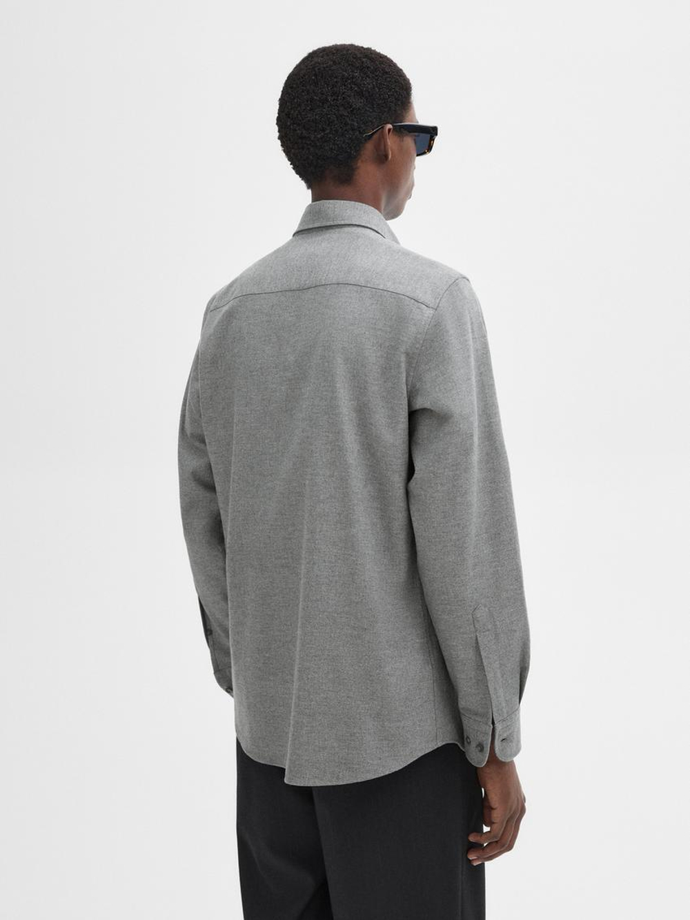 Massimo Dutti Рубашка из 100% хлопка с узором в елочку, пестро-серый