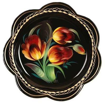 Жостовский поднос декоративный, размер 18 см (A1), металлический