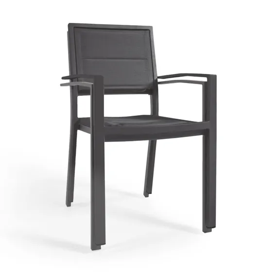 Уличный стул Sirley из алюминия и черного текстиля