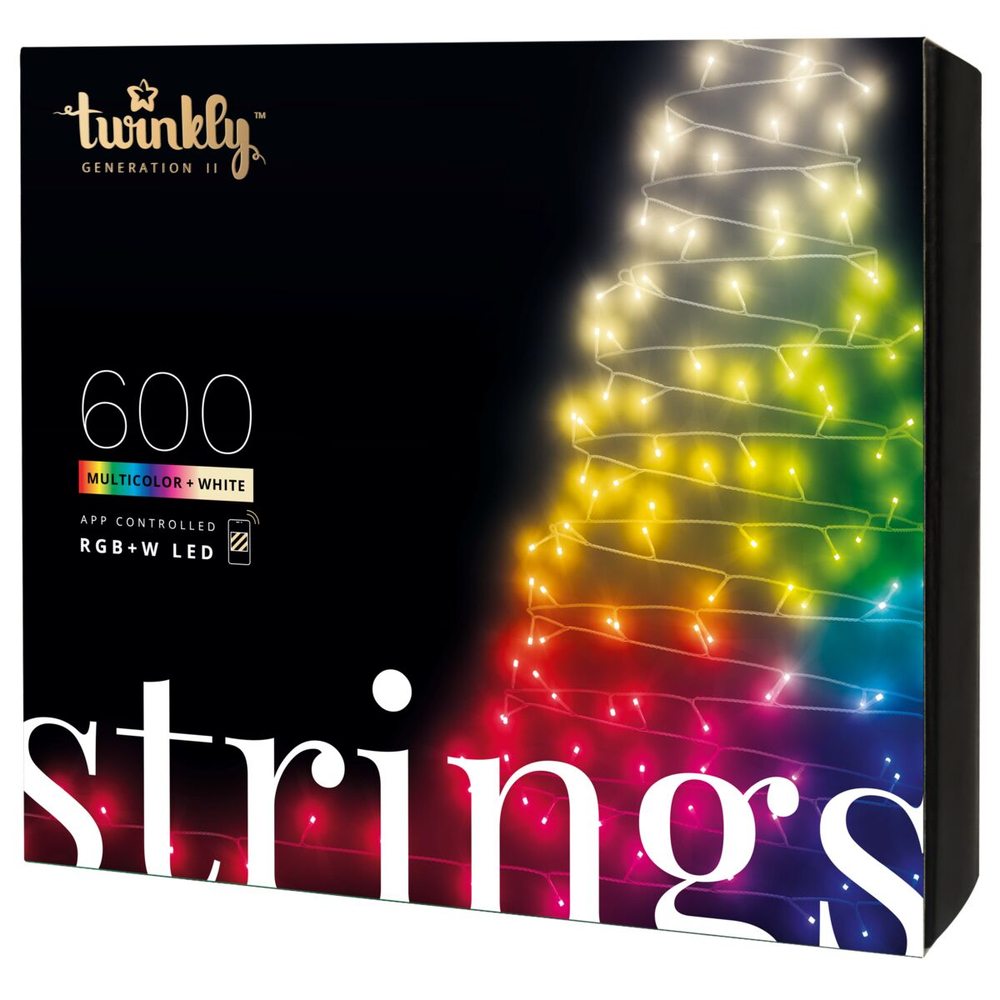 Гирлянда LED Twinkly Strings Special edition (Multicolor + White edition) - 600 шт. (48 м) RGB + W + BT + Wi-Fi (TWS600SPP-BEU) Generation II (чёрный провод)