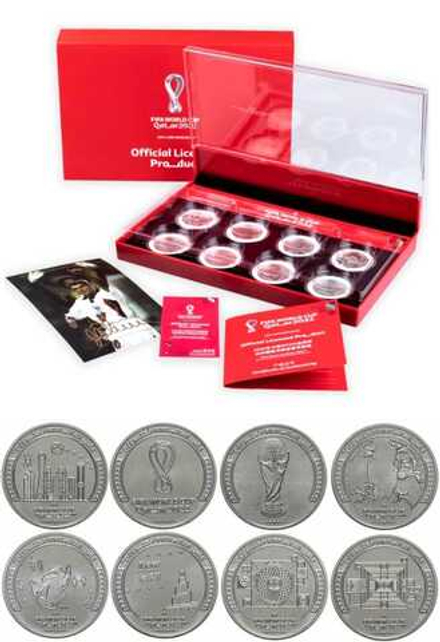 Катар 1 риял, 2022 Чемпионат мира по футболу, набор 8 монет в футляре