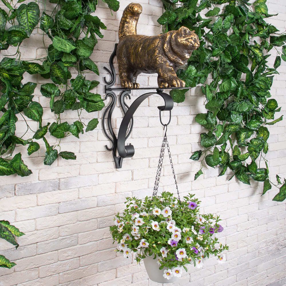 Кронштейн для цветов Кот Лео Бронза