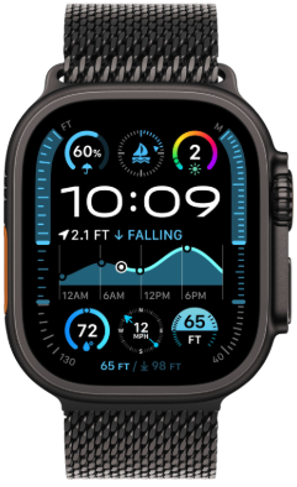 Apple Watch Ultra 2 (2024) 49mm Black Titanium Case with Black Titanium Milanese Loop (L)