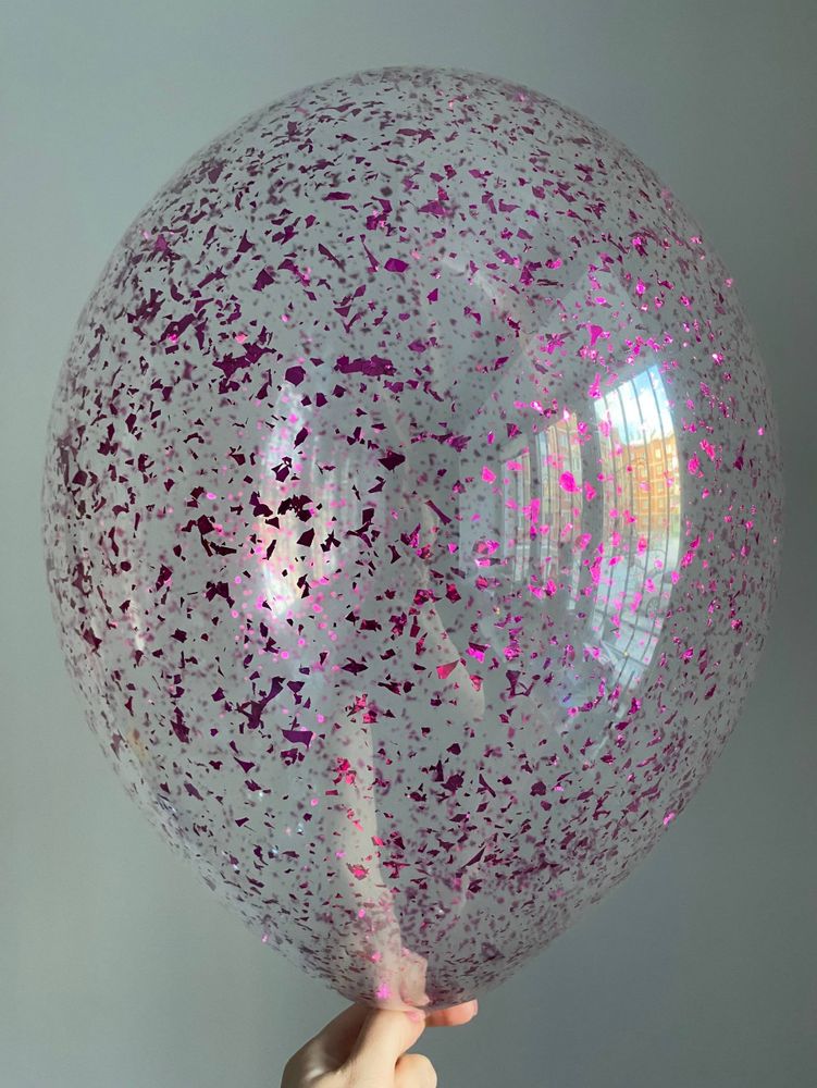 Воздушный шар с наполнением конфетти дробленное розовое ПАЛИТРА №4307