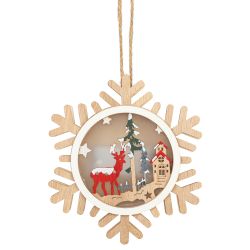 Светильник ЭРА ENGDS-6L новогодний светодиодный Снежинка подвесной 15 см 2*ААА | Фигуры