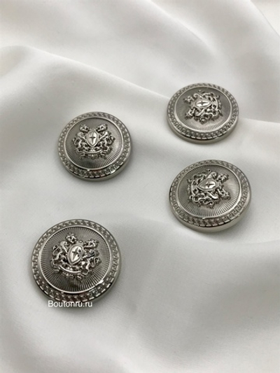 Шляпка под установочные кнопки серебро герб