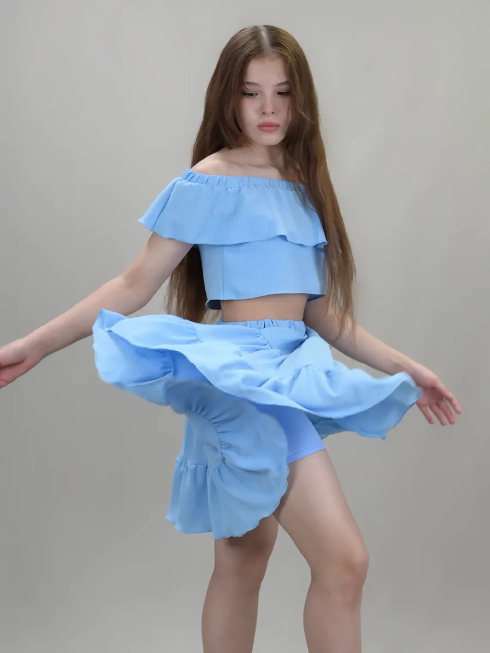 Юбка для девочки летняя с воланами ярусная