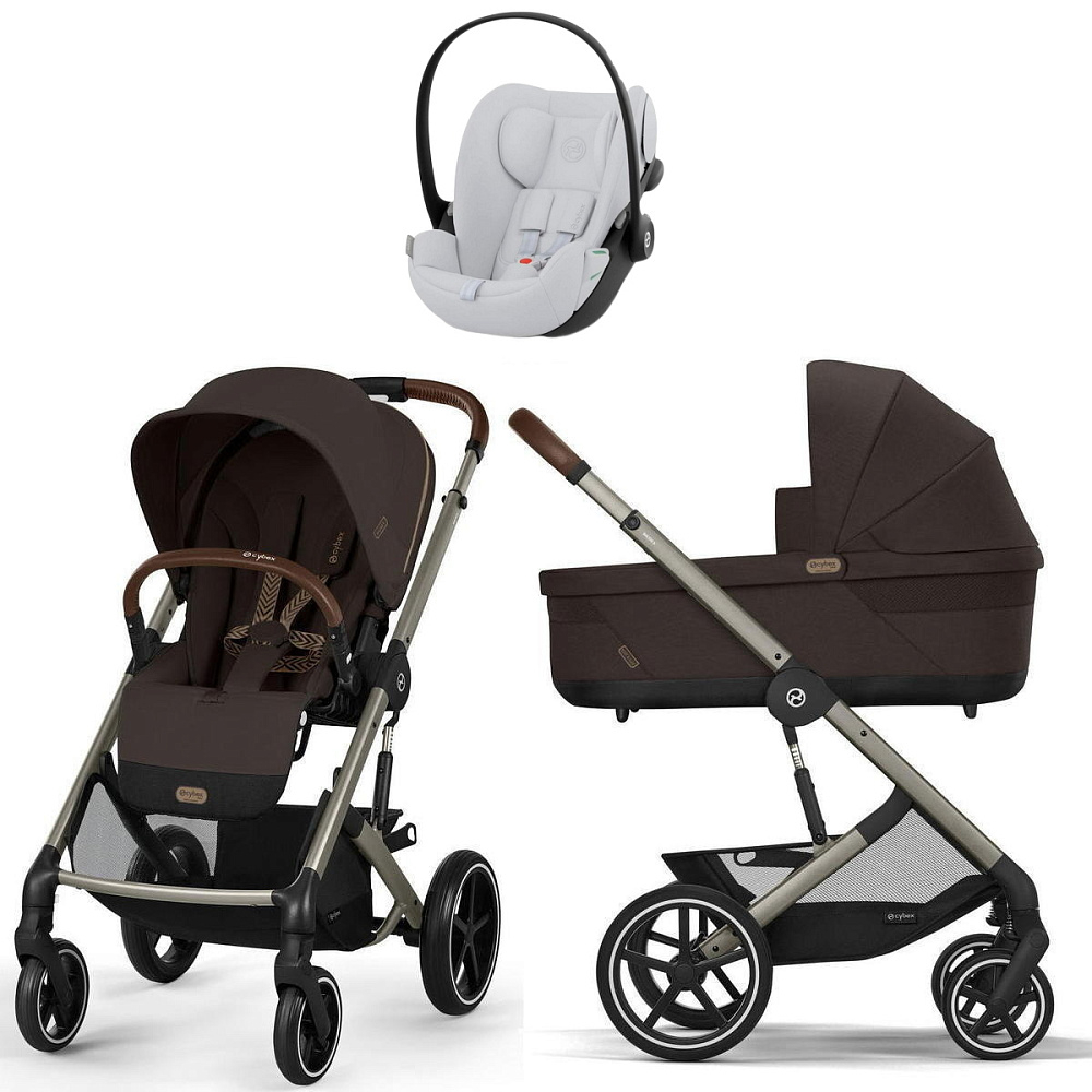 Коляска Cybex Balios S Lux TPE complete Cloud G Fog Grey Base G 4 в 1 Chocolate Brown с дождевиками