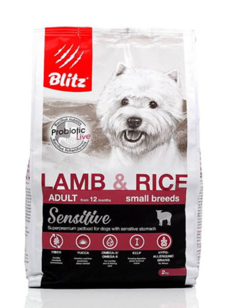Blitz 500г Sensitive Small Breed Lamb&Rice Сухой корм для собак малых пород Ягненок и рис