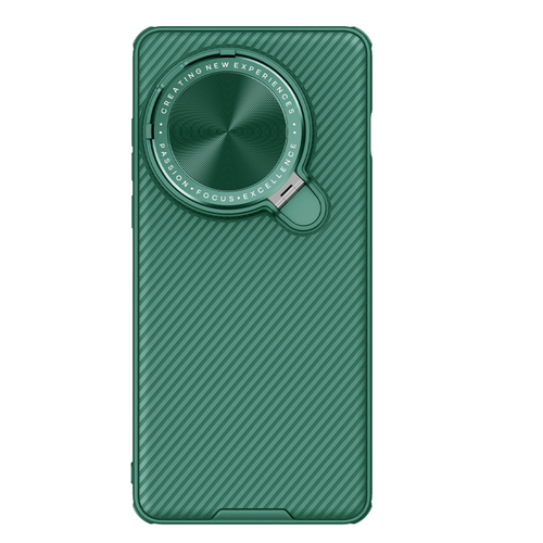 Чехол зеленого цвета (Dark Green) от Nillkin на OnePlus 13 с металлической откидной крышкой и поддержкой магнитной беспроводной зарядки MagSafe, серия CamShield Prop Magnetic Case