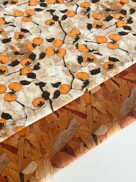 ЖЕЛТАЯ ХУРМА НА БЕЖЕВОМ - 100% хлопок 6