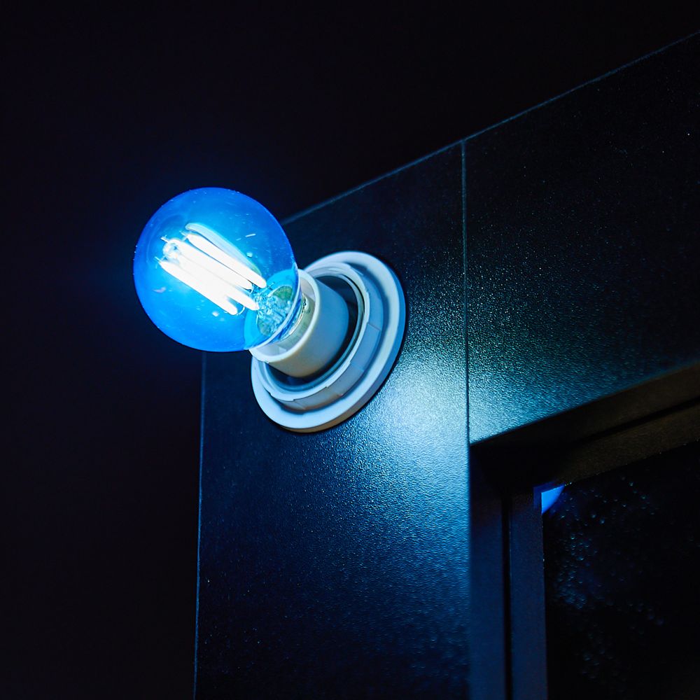 LED-G45-5W-BLUE-E14 GLA02BL Лампа светодиодная. Форма шар. Серия Air color. Синий свет. Картон. ТМ Uniel