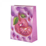 Пакет подарочный бумажный Alingar, (L+) 26х32х10 см, вертикальный, "Яркие фрукты", матов. ламинация, тиснение голография, эффект 3D, ассорти