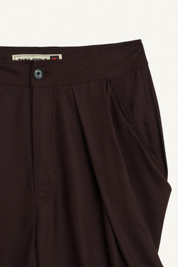 ZARA СТРУЯЩИЕСЯ БРЮКИ СО СРЕДНЕЙ ТАЛИЕЙ ИЗ СМЕСОВОЙ ТКАНИ ЛИОЦЕЛЛА, ШОКОЛАДНЫЙ