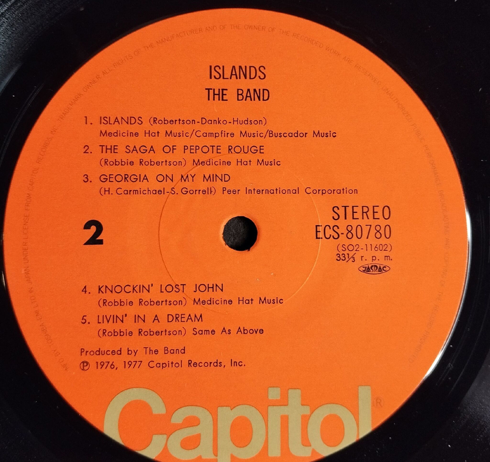 Винтажная виниловая пластинка LP The Band Islands (Japan 1977) (Obi)
